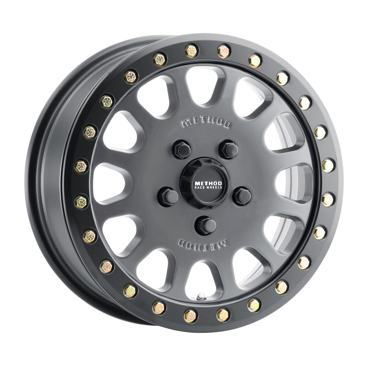 Method Race Wheels MR401 UTV Beadlock Titanium with Matte Black Ring 5 lug