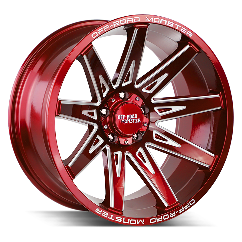 Off-Road Monster Wheels M25 Candy Red Milled - Wheels Outlet