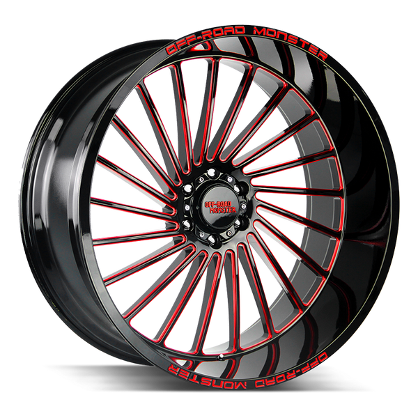 Off-Road Monster Wheels M27 Gloss Black Candy Red Milled - Wheels Outlet