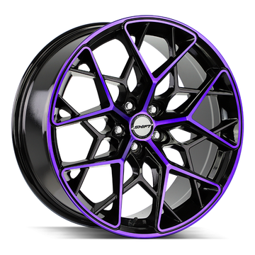 Shift Wheels H35 Piston Gloss Black Purple Machined - Wheels Outlet
