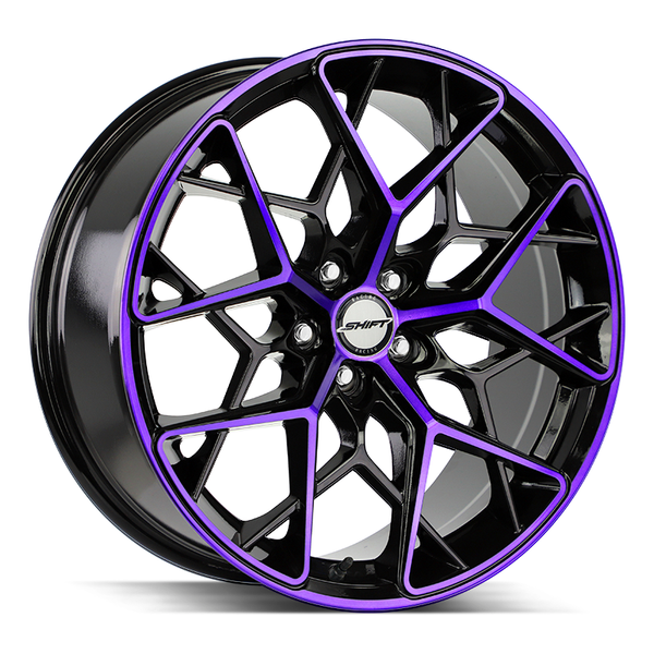 Shift Wheels H35 Piston Gloss Black Purple Machined - Wheels Outlet