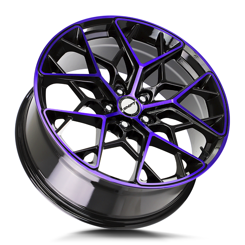 Shift Wheels H35 Piston Gloss Black Purple Machined - Wheels Outlet