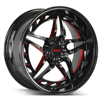 Shift Wheels HF37 Injector Gloss Black Candy Red Milled - Wheels Outlet