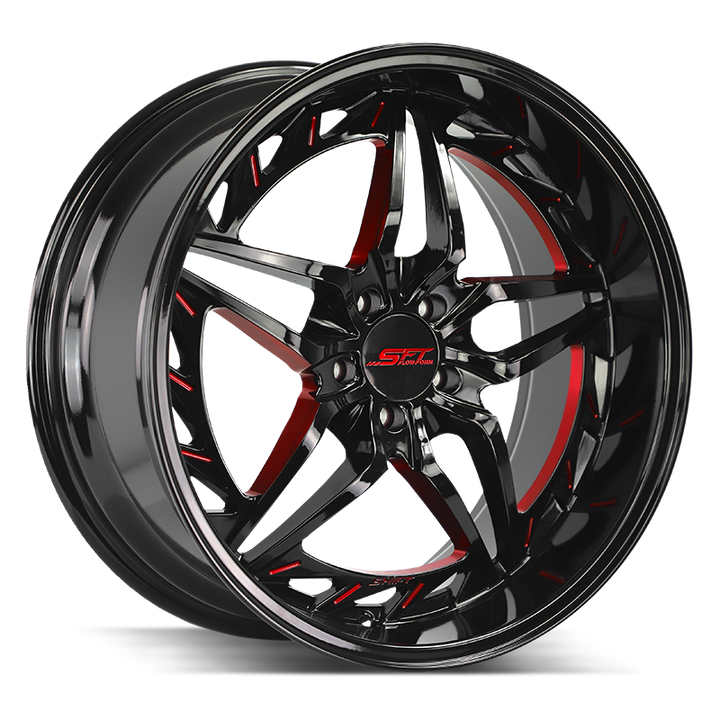 Shift Wheels HF37 Injector Gloss Black Candy Red Milled - Wheels Outlet