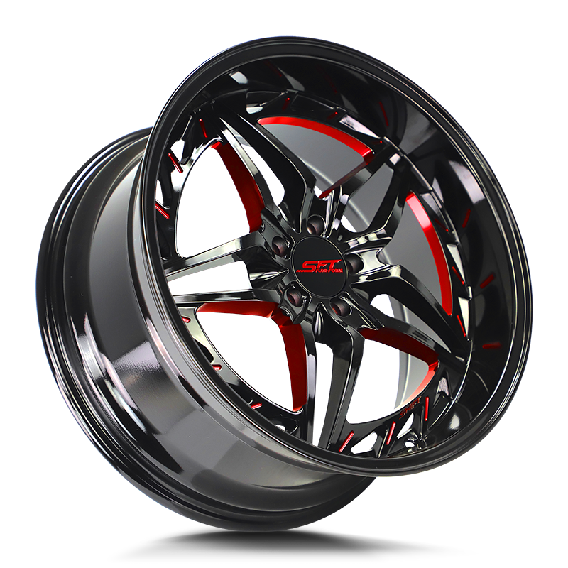 Shift Wheels HF37 Injector Gloss Black Candy Red Milled - Wheels Outlet