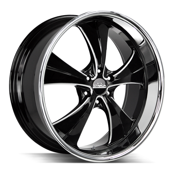 Strada Classics Wheels C02 Old Skool Gloss Black Milled SS Lip - Wheels Outlet