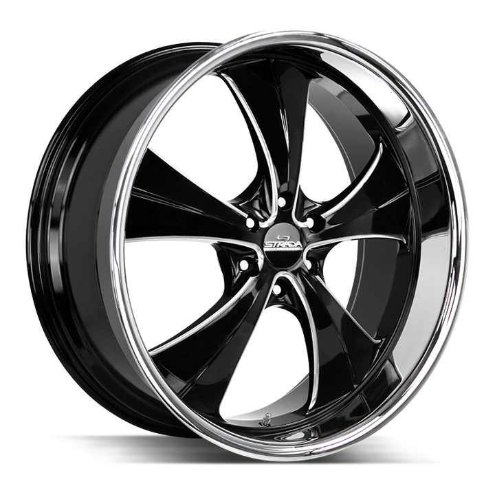 Strada Classics Wheels C02 Old Skool Gloss Black Milled SS Lip - Wheels Outlet