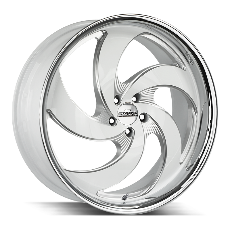 Strada Classics Wheels C05 Retro 5 Gloss White Milled SS Lip - Wheels Outlet
