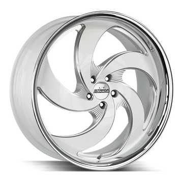 Strada Classics Wheels C05 Retro 5 Gloss White Milled SS Lip - Wheels Outlet