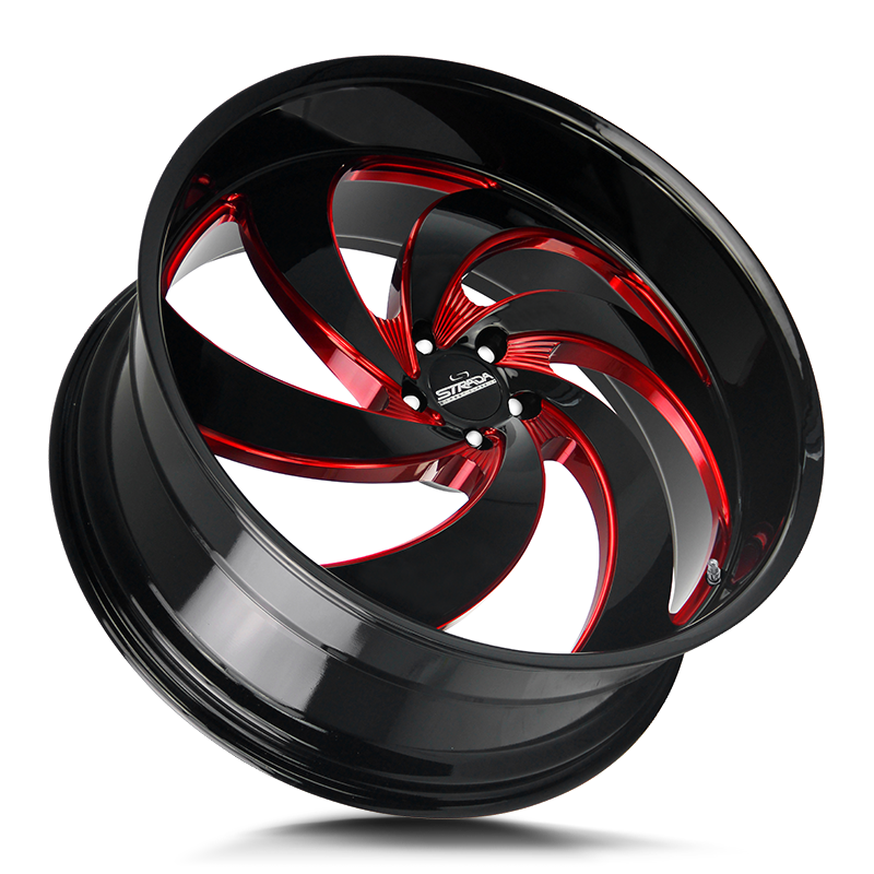 Strada Classics Wheels C06 Retro 6 Gloss Black Candy Red Milled - Wheels Outlet