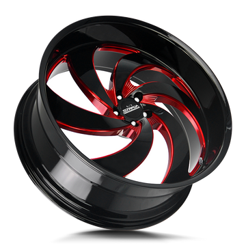 Strada Classics Wheels C06 Retro 6 Gloss Black Candy Red Milled - Wheels Outlet