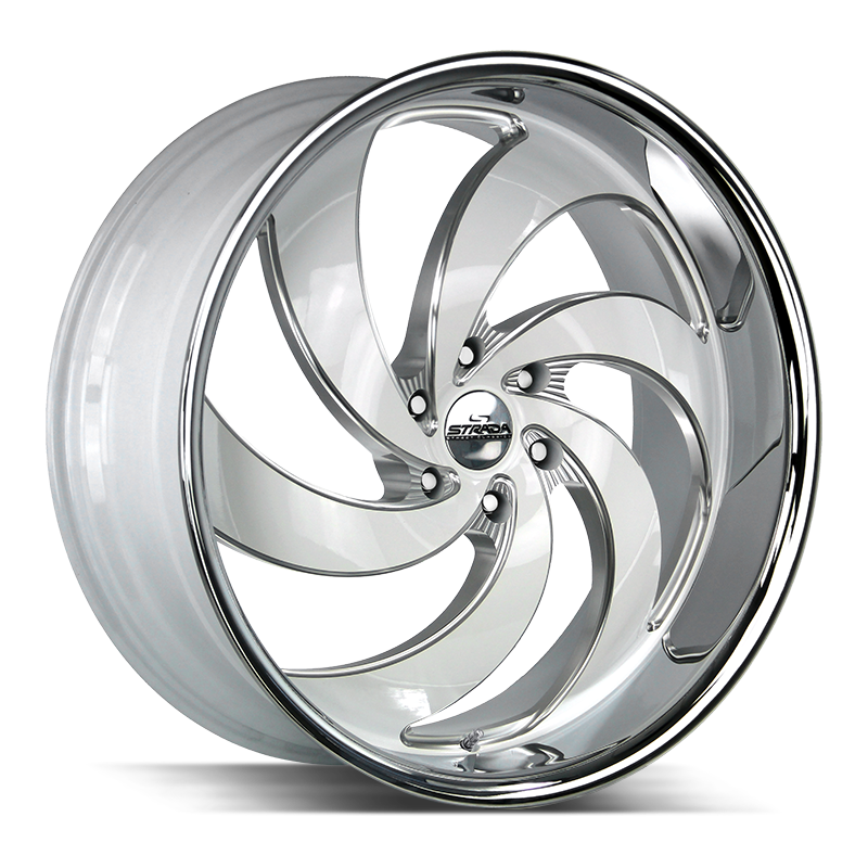 Strada Classics Wheels C06 Retro 6 Gloss White Milled SS Lip - Wheels Outlet