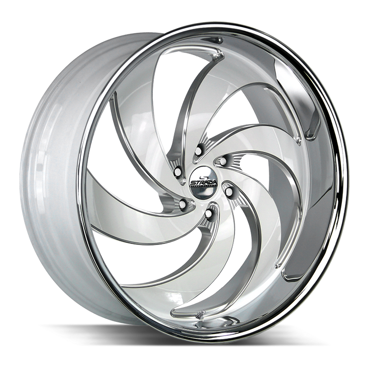 Strada Classics Wheels C06 Retro 6 Gloss White Milled SS Lip - Wheels Outlet