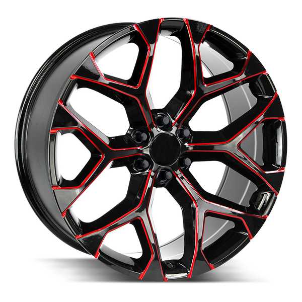 Strada OE Replica Wheels R176 Snowflake Gloss Black Candy Red Milled - Wheels Outlet