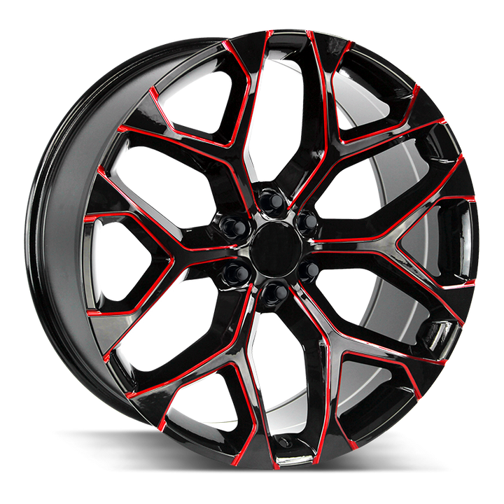 Strada OE Replica Wheels R176 Snowflake Gloss Black Candy Red Milled - Wheels Outlet