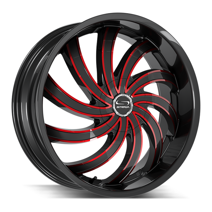 Strada Wheels G04 Flame Gloss Black Candy Red Milled - Wheels Outlet