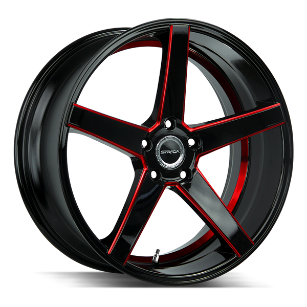 Strada Wheels SF35 Perfetto Gloss Black Candy Red Milled - Wheels Outlet