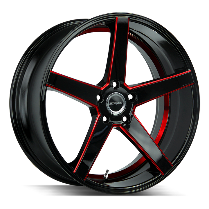 Strada Wheels SF35 Perfetto Gloss Black Candy Red Milled - Wheels Outlet