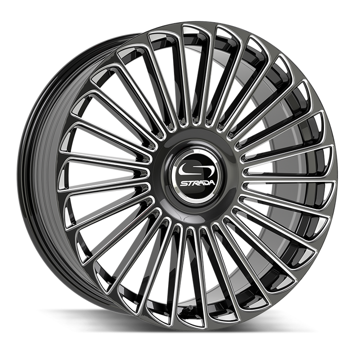 Strada Wheels SF68 Martello Gloss Black Milled - Wheels Outlet