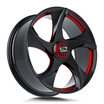 Strada Wheels SF69 Vino Gloss Black Candy Red Milled - Wheels Outlet