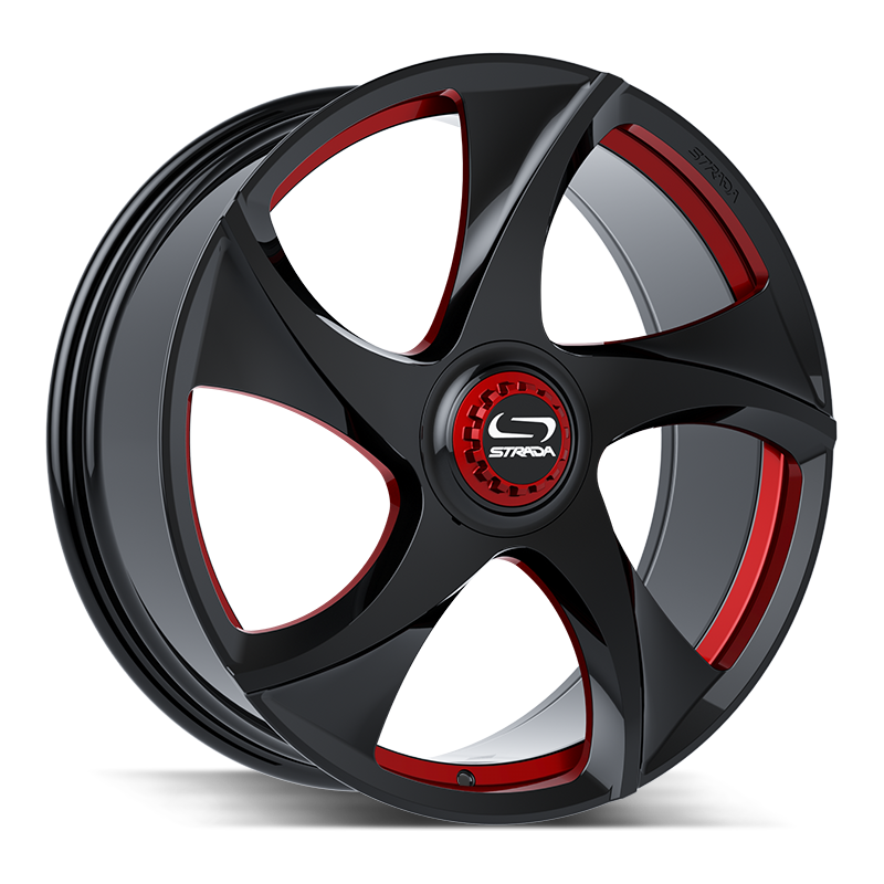 Strada Wheels SF69 Vino Gloss Black Candy Red Milled - Wheels Outlet