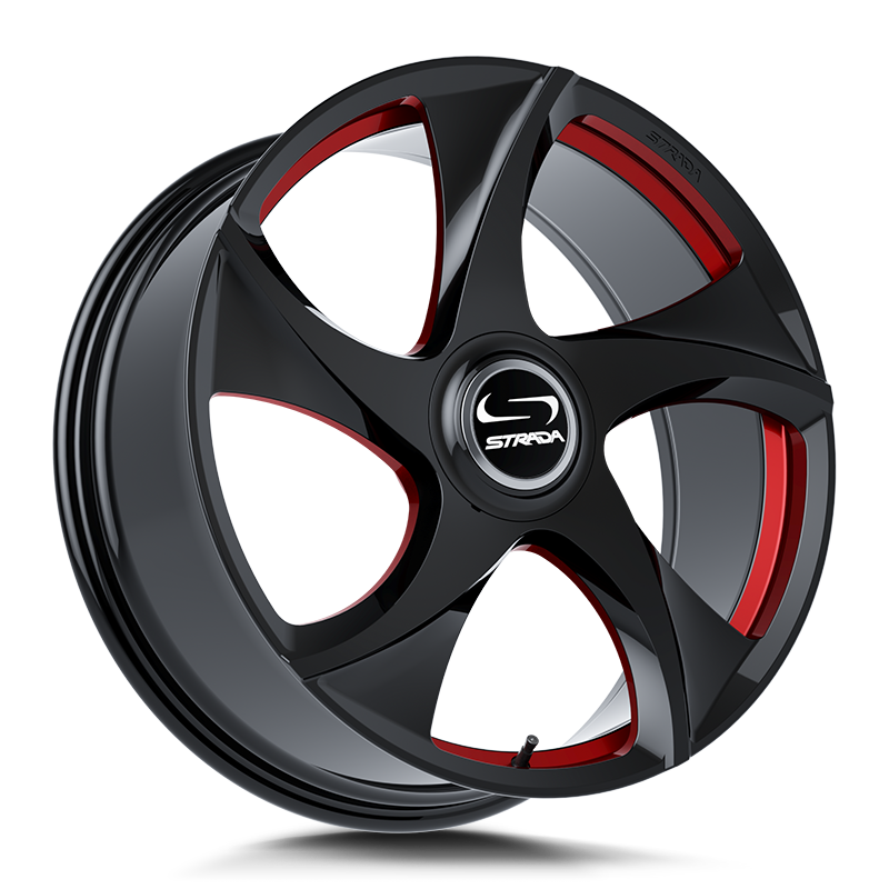 Strada Wheels SF69 Vino Gloss Black Candy Red Milled - Wheels Outlet