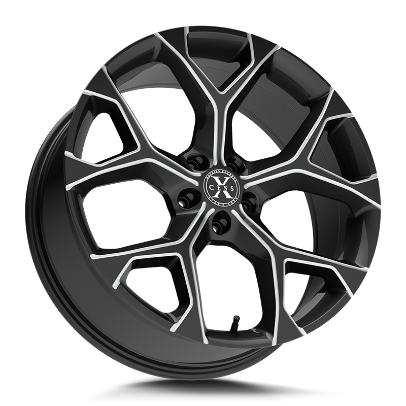 Xcess Wheels X05 5 Flake Gloss Black Milled - Wheels Outlet