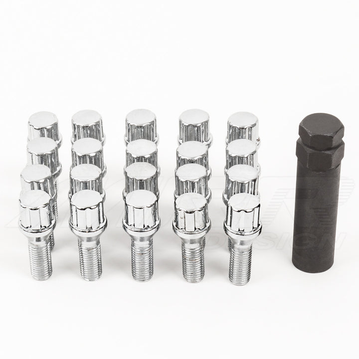 Spline Lug Bolts Chrome M12x1.5 w/ Key - aspire MOTORING