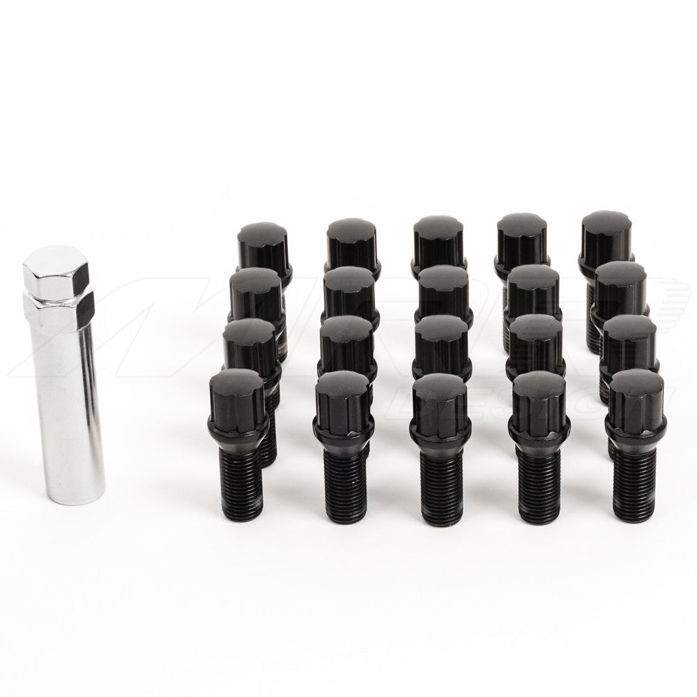 Spline Lug Bolts Black M12x1.5 w/ Key - aspire MOTORING