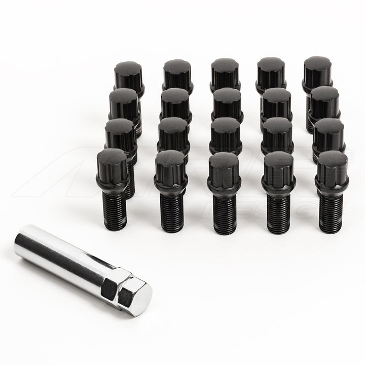 Spline Lug Bolts Black M14x1.5 w/ Key - aspire MOTORING